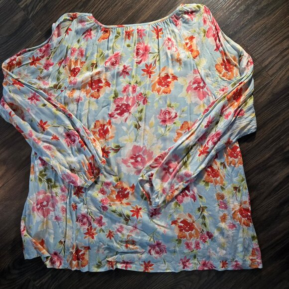 J. JILL Boho/Peasant Style 100% Rayon Floral Tunic Blouse w/ Cold Shoulders/XL - Picture 5 of 5